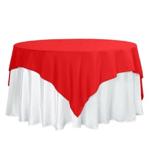 Polyester |  70″x70″ Red Square Seamless Polyester Table Overlay