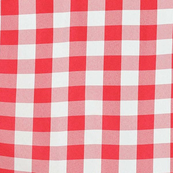 Polyester |  70″x70″ White Red Seamless Buffalo Plaid Square Table Overlay, Gingham Polyester Checkered Table Overlay