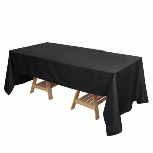 Polyester |  72″x120″ Black Seamless Polyester Rectangle Tablecloth, Reusable Linen Tablecloth