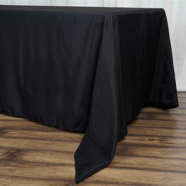 Polyester |  72″x120″ Black Seamless Polyester Rectangle Tablecloth, Reusable Linen Tablecloth