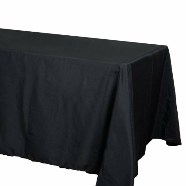 Polyester |  72″x120″ Black Seamless Polyester Rectangle Tablecloth, Reusable Linen Tablecloth