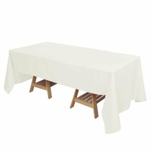 Polyester |  72″x120″ Ivory Seamless Polyester Rectangle Tablecloth, Reusable Linen Tablecloth