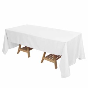 Polyester |  72″x120″ White Seamless Polyester Rectangle Tablecloth, Reusable Linen Tablecloth