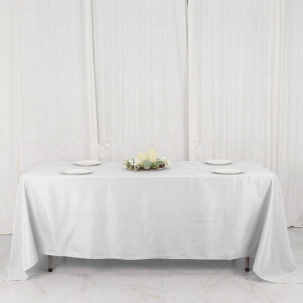 Polyester |  72″x120″ White Seamless Polyester Rectangle Tablecloth, Reusable Linen Tablecloth