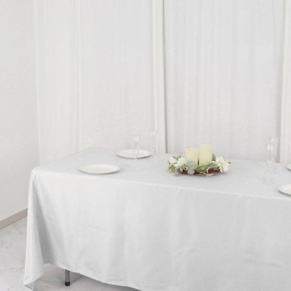 Polyester |  72″x120″ White Seamless Polyester Rectangle Tablecloth, Reusable Linen Tablecloth