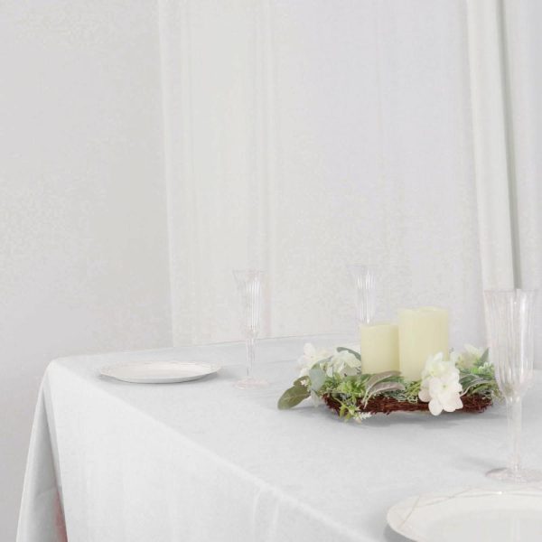 Polyester |  72″x120″ White Seamless Polyester Rectangle Tablecloth, Reusable Linen Tablecloth