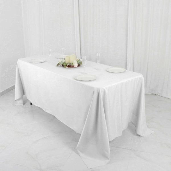 Polyester |  72″x120″ White Seamless Polyester Rectangle Tablecloth, Reusable Linen Tablecloth