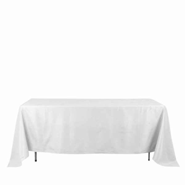 Polyester |  72″x120″ White Seamless Polyester Rectangle Tablecloth, Reusable Linen Tablecloth