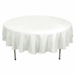 Polyester |  90″ Ivory Seamless Polyester Round Tablecloth