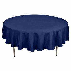 Polyester |  90″ Navy Blue Seamless Polyester Round Tablecloth