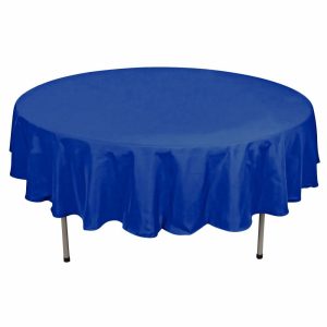 Polyester |  90″ Royal Blue Seamless Polyester Round Tablecloth