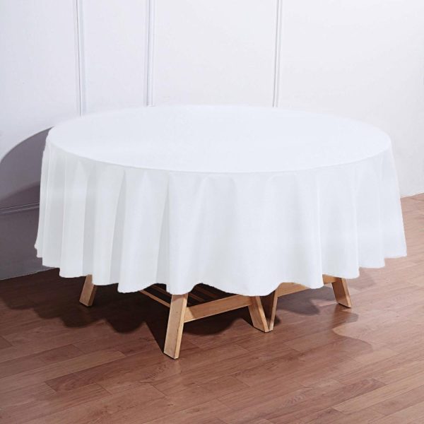 Polyester |  90″ White Seamless Polyester Round Tablecloth