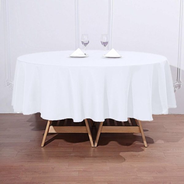 Polyester |  90″ White Seamless Polyester Round Tablecloth