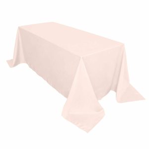 Polyester |  90″x132″ Blush Seamless Polyester Rectangular Tablecloth for 6 Foot Table With Floor-Length Drop