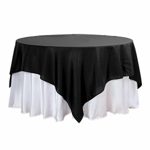 Polyester |  90″x90″ Black Seamless Square Polyester Table Overlay