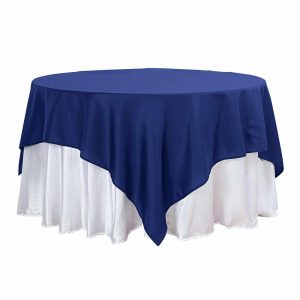 Polyester |  90″x90″ Navy Blue Seamless Square Polyester Table Overlay