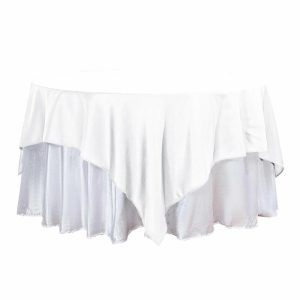 Polyester |  90″x90″ White Seamless Square Polyester Table Overlay