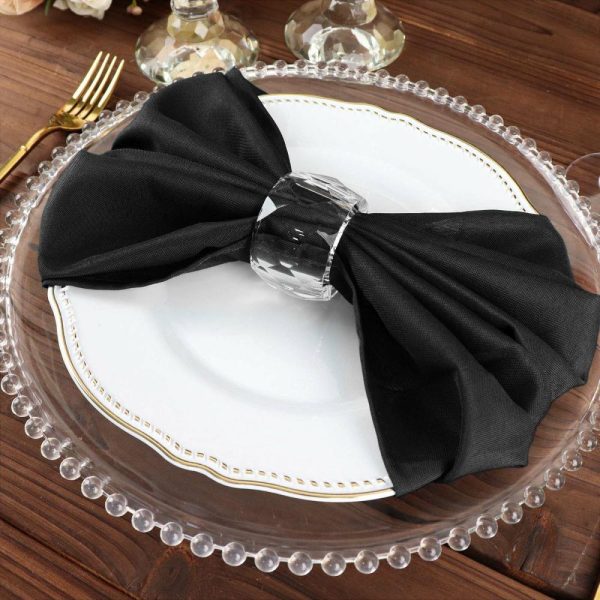 Polyester Napkins |  5 Pack Black Cloth Napkins with Hemmed Edges, Reusable Polyester Dinner Linen Napkins – 20″x20″