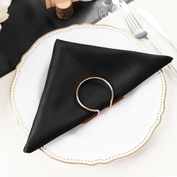 Polyester Napkins |  5 Pack Black Cloth Napkins with Hemmed Edges, Reusable Polyester Dinner Linen Napkins – 20″x20″