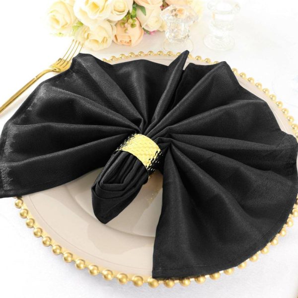 Polyester Napkins |  5 Pack Black Cloth Napkins with Hemmed Edges, Reusable Polyester Dinner Linen Napkins – 20″x20″