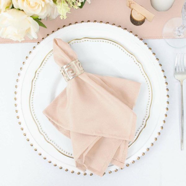 Polyester Napkins |  5 Pack Blush Cloth Napkins with Hemmed Edges, Reusable Polyester Dinner Linen Napkins – 17″x17″