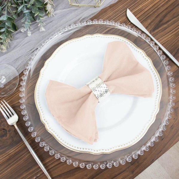 Polyester Napkins |  5 Pack Blush Cloth Napkins with Hemmed Edges, Reusable Polyester Dinner Linen Napkins – 17″x17″