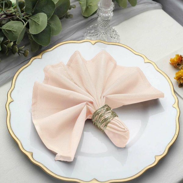 Polyester Napkins |  5 Pack Blush Cloth Napkins with Hemmed Edges, Reusable Polyester Dinner Linen Napkins – 17″x17″