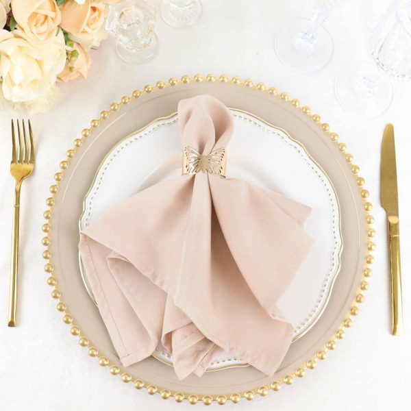 Polyester Napkins |  5 Pack Blush Cloth Napkins with Hemmed Edges, Reusable Polyester Dinner Linen Napkins – 17″x17″