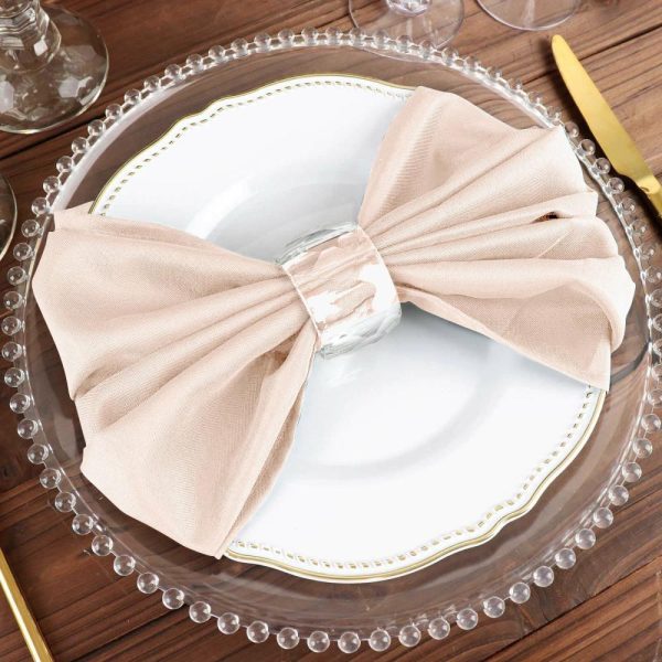 Polyester Napkins |  5 Pack Blush Cloth Napkins with Hemmed Edges, Reusable Polyester Dinner Linen Napkins – 20″x20″