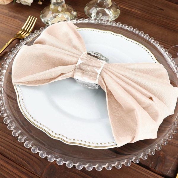 Polyester Napkins |  5 Pack Blush Cloth Napkins with Hemmed Edges, Reusable Polyester Dinner Linen Napkins – 20″x20″