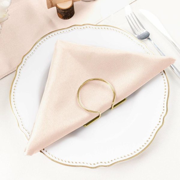 Polyester Napkins |  5 Pack Blush Cloth Napkins with Hemmed Edges, Reusable Polyester Dinner Linen Napkins – 20″x20″