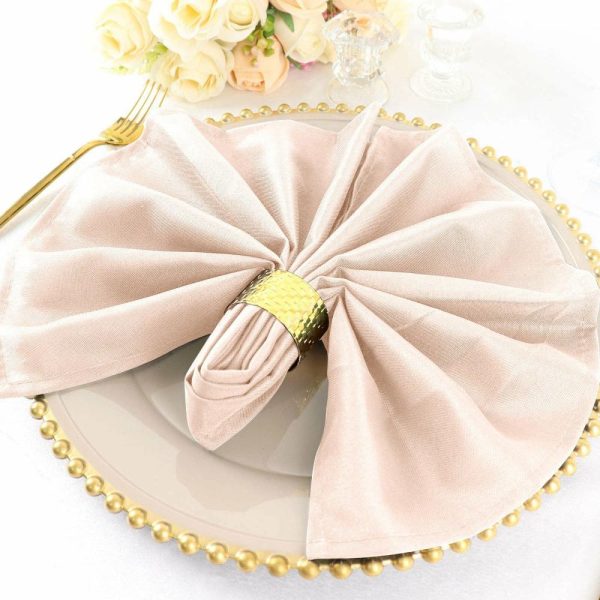 Polyester Napkins |  5 Pack Blush Cloth Napkins with Hemmed Edges, Reusable Polyester Dinner Linen Napkins – 20″x20″