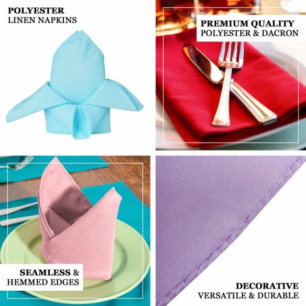 Polyester Napkins |  5 Pack Blush Cloth Napkins with Hemmed Edges, Reusable Polyester Dinner Linen Napkins – 20″x20″