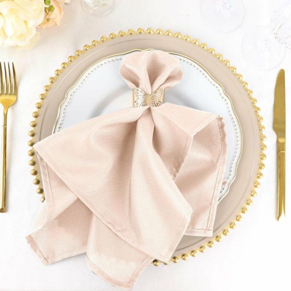 Polyester Napkins |  5 Pack Blush Cloth Napkins with Hemmed Edges, Reusable Polyester Dinner Linen Napkins – 20″x20″