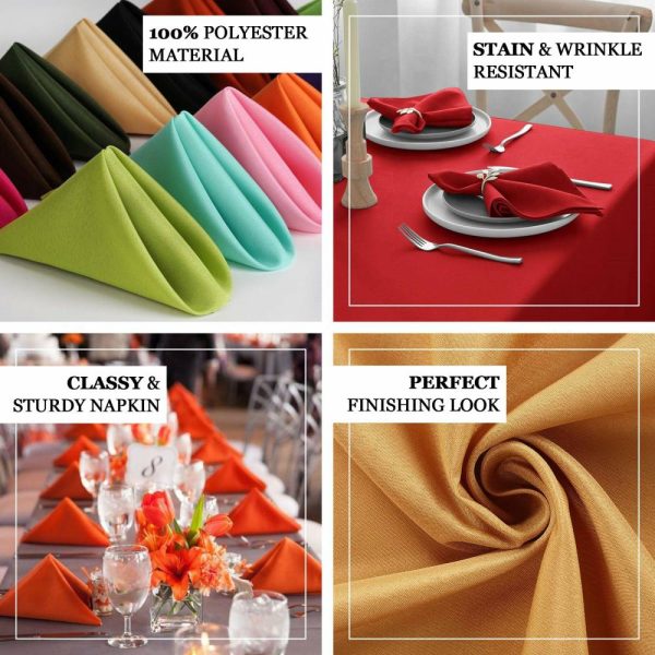 Polyester Napkins |  5 Pack Champagne Cloth Napkins with Hemmed Edges, Reusable Polyester Dinner Linen Napkins – 17″x17″