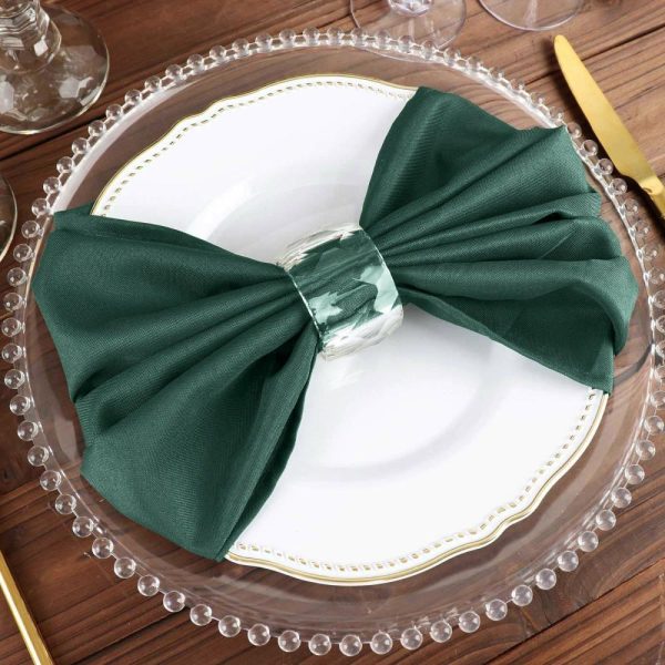 Polyester Napkins |  5 Pack Hunter Emerald Green Cloth Napkins with Hemmed Edges, Reusable Polyester Dinner Linen Napkins – 20″x20″