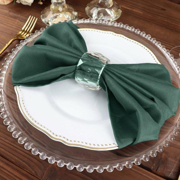 Polyester Napkins |  5 Pack Hunter Emerald Green Cloth Napkins with Hemmed Edges, Reusable Polyester Dinner Linen Napkins – 20″x20″