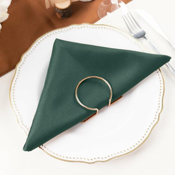 Polyester Napkins |  5 Pack Hunter Emerald Green Cloth Napkins with Hemmed Edges, Reusable Polyester Dinner Linen Napkins – 20″x20″