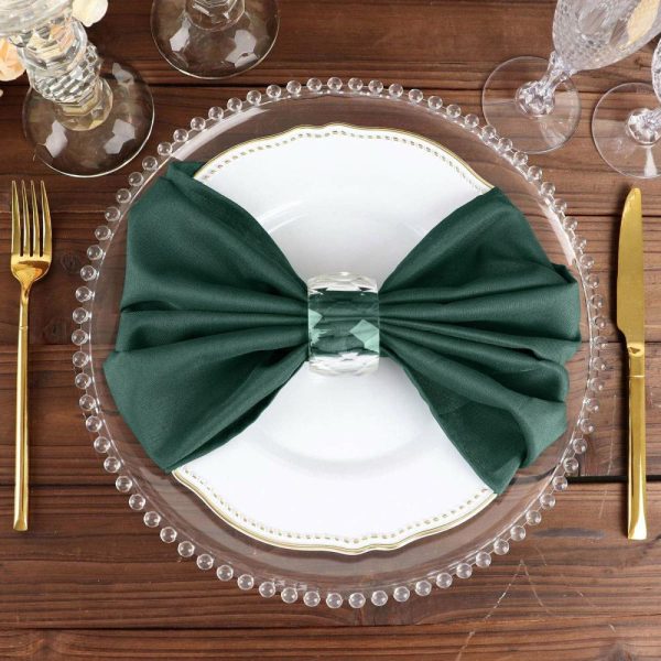 Polyester Napkins |  5 Pack Hunter Emerald Green Cloth Napkins with Hemmed Edges, Reusable Polyester Dinner Linen Napkins – 20″x20″