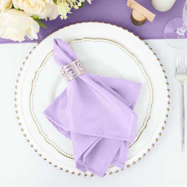 Polyester Napkins |  5 Pack Lavender Lilac Cloth Napkins with Hemmed Edges, Reusable Polyester Dinner Linen Napkins – 17″x17″