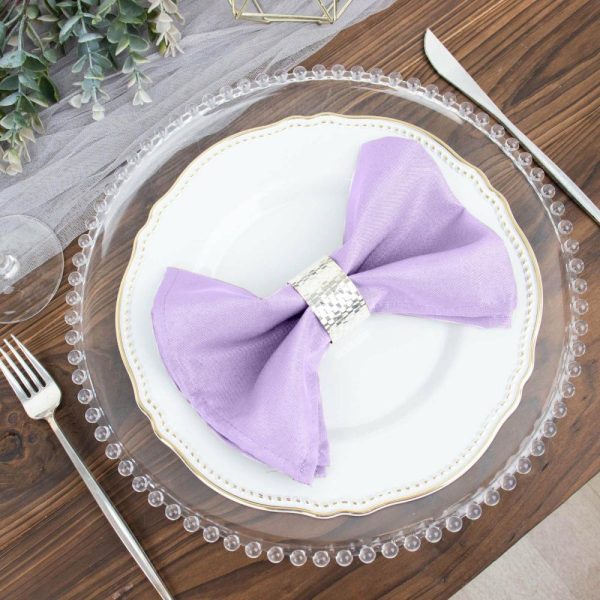 Polyester Napkins |  5 Pack Lavender Lilac Cloth Napkins with Hemmed Edges, Reusable Polyester Dinner Linen Napkins – 17″x17″