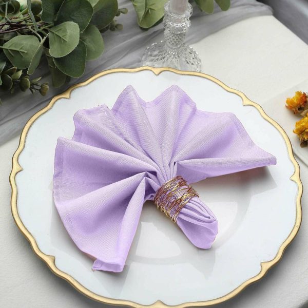 Polyester Napkins |  5 Pack Lavender Lilac Cloth Napkins with Hemmed Edges, Reusable Polyester Dinner Linen Napkins – 17″x17″