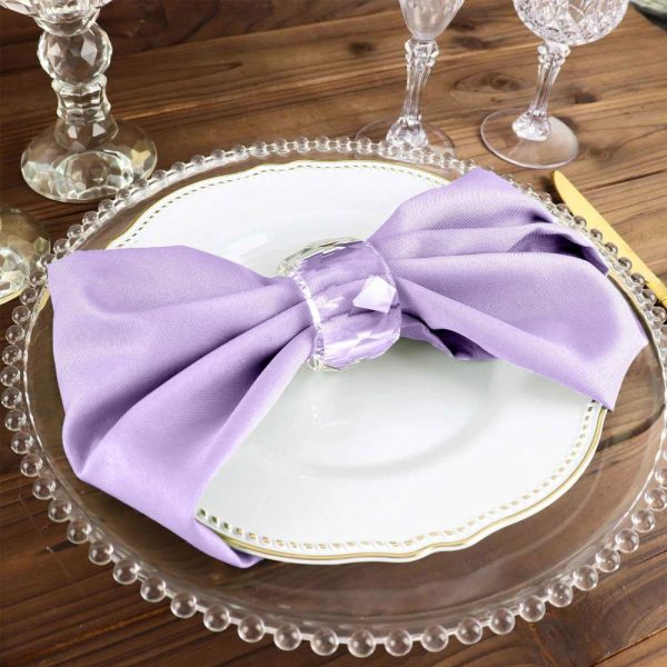 Polyester Napkins |  5 Pack Lavender Lilac Cloth Napkins with Hemmed Edges, Reusable Polyester Dinner Linen Napkins – 17″x17″