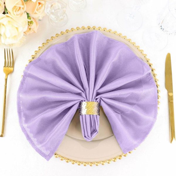 Polyester Napkins |  5 Pack Lavender Lilac Cloth Napkins with Hemmed Edges, Reusable Polyester Dinner Linen Napkins – 20″x20″