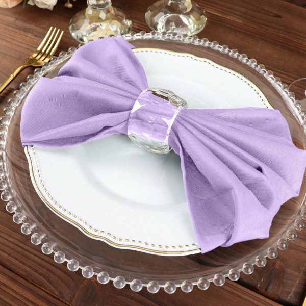 Polyester Napkins |  5 Pack Lavender Lilac Cloth Napkins with Hemmed Edges, Reusable Polyester Dinner Linen Napkins – 20″x20″