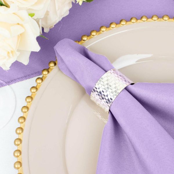 Polyester Napkins |  5 Pack Lavender Lilac Cloth Napkins with Hemmed Edges, Reusable Polyester Dinner Linen Napkins – 20″x20″