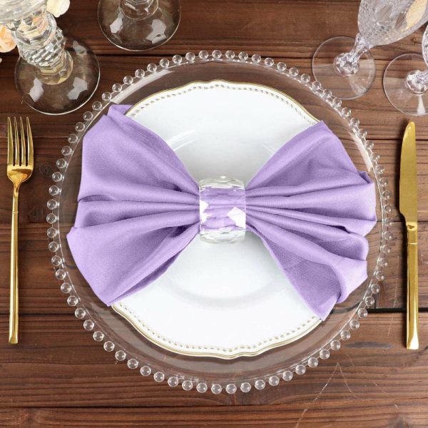 Polyester Napkins |  5 Pack Lavender Lilac Cloth Napkins with Hemmed Edges, Reusable Polyester Dinner Linen Napkins – 20″x20″