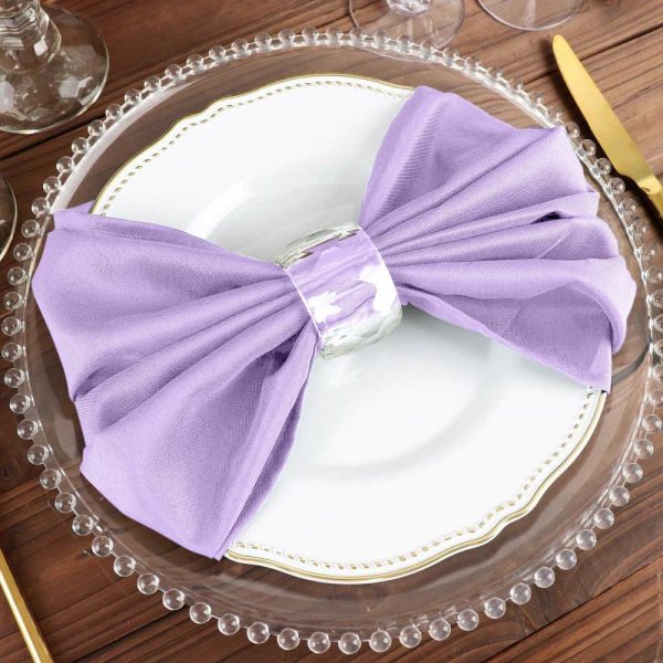 Polyester Napkins |  5 Pack Lavender Lilac Cloth Napkins with Hemmed Edges, Reusable Polyester Dinner Linen Napkins – 20″x20″