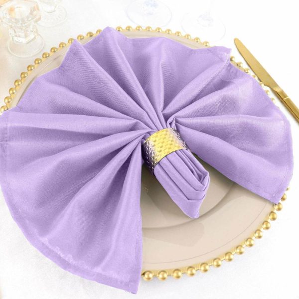 Polyester Napkins |  5 Pack Lavender Lilac Cloth Napkins with Hemmed Edges, Reusable Polyester Dinner Linen Napkins – 20″x20″