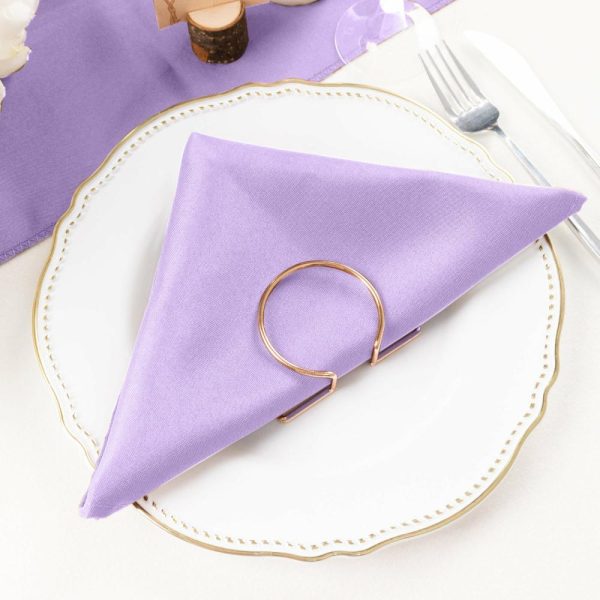 Polyester Napkins |  5 Pack Lavender Lilac Cloth Napkins with Hemmed Edges, Reusable Polyester Dinner Linen Napkins – 20″x20″